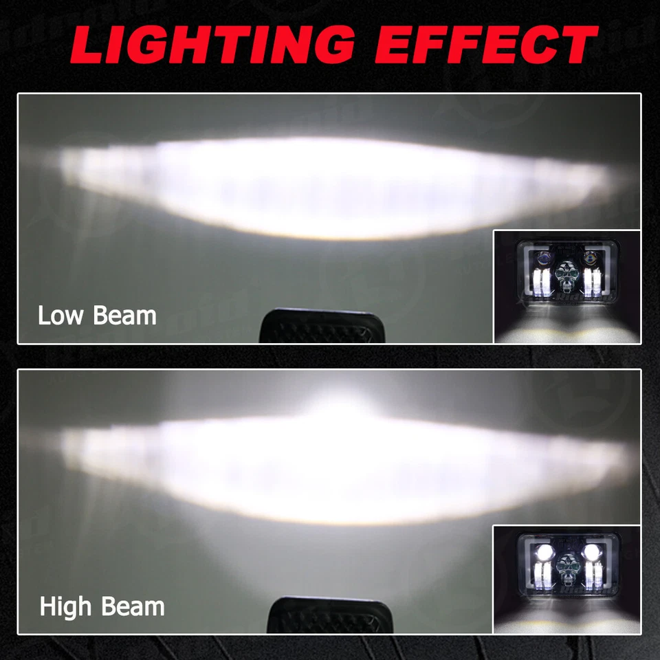 4x6" LED Headlight Halo RGB Hi-Lo Beam H4 For YAMAHA TW200 DT 125 RE Motorcycle - Image 3 of 4