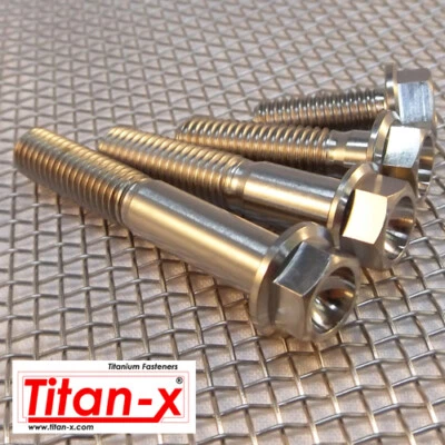 TITAN-X M6 Titanium Hex Head Flange Bolt all sizes from 10mm to 80mm x 1.00 pitch thread