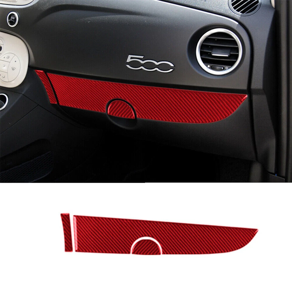 Kit completo de cubierta interior de fibra de carbono rojo Fiat 500 2012-2015 29 piezas para Fiat 500 Foto 4 de 4