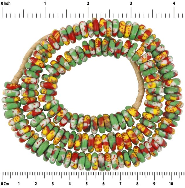 Handmade disks recycled seed beads African ceremonial necklace Ghana
