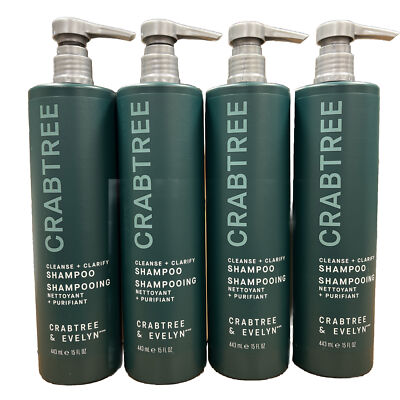 Crabtree & Evelyn | 4 pack | Cleanse + Clarify Shampoo | 15 Fl Oz (443ml)