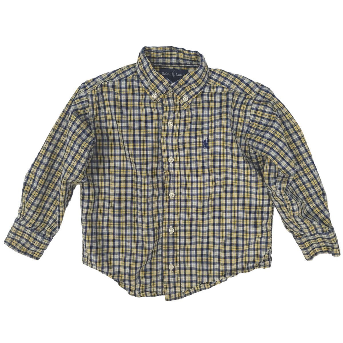 Polo Ralph Lauren Shirt Long Sleeve Button Up Yellow Blue Plaid
