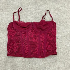 Shein Red Hook & Eye Cropped Corset Tank Top Women's Size Large NEW