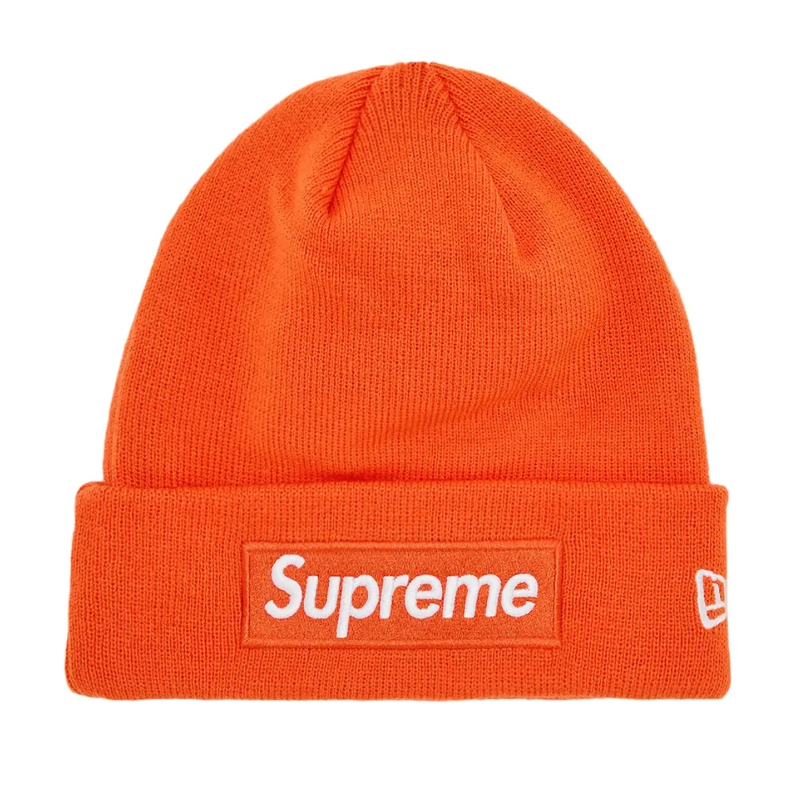 Bonnet orange logo boîte Supreme x New Era FW24