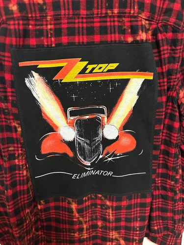 ZZ TOP Distressed Flannel Shirt W/ ZZ TOP Eliminator Rock tee on back Mens L - Picture 2 of 4