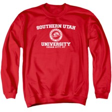 Southern Utah University Adult Crewneck Sweatshirt Circle Logo, Red, S-3XL