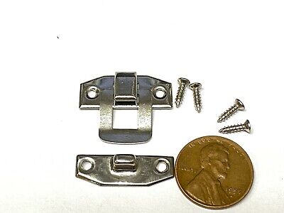 2 Sets 24mm x 19mm silver Mini screws Box Decorative Case Hasp Latch E15