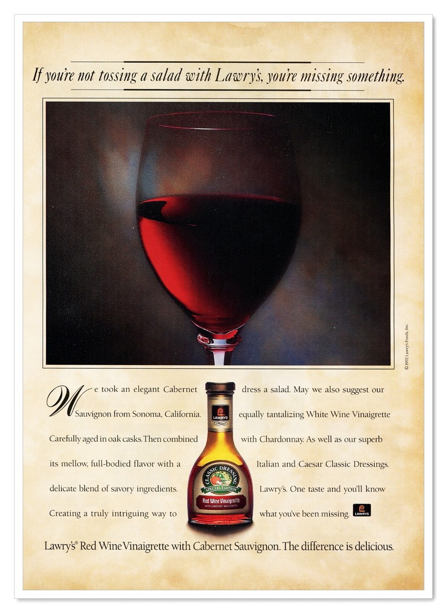 lawry's classic vintage salad dressing Red Wine Vinaigrette Tossing a 1992 Print Magazine Ad 2026 Bridesmaid-1 AI Size:14 US Women (11 UK/AU) Korean Woman Poses Black Famius salad