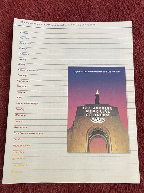 1984 LOS ANGELES OLYMPIC GAMES / OFFICIAL TICKET INFORMATION AND ORDER FORM