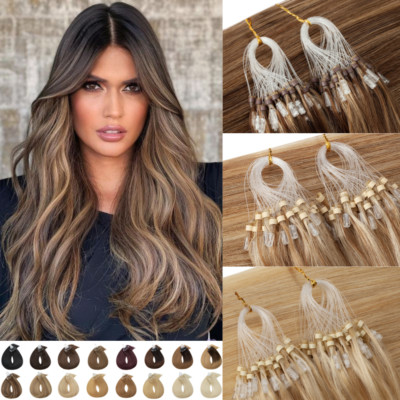 150 Strähnen Echthaar Microring Haarverlängerung Loop Remy Human Hair Extensions