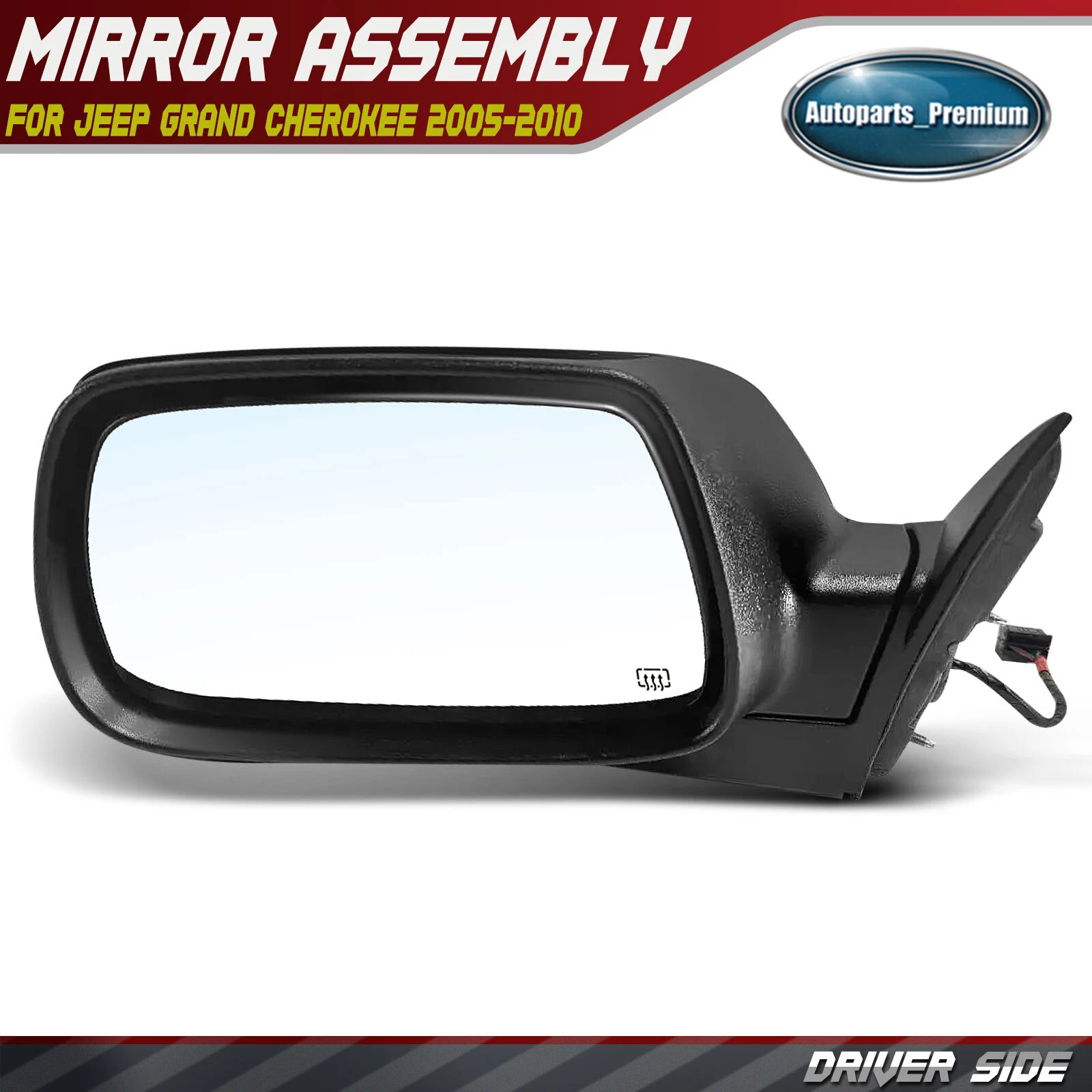 Driver Side Power Mirror w/Heated & Manual Fold for Jeep WK Grand Cherokee 05-10
