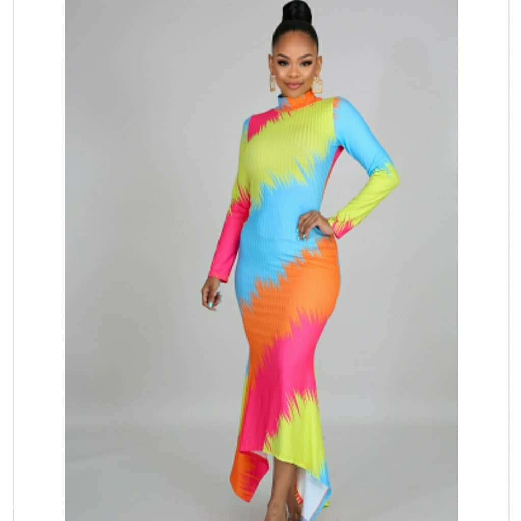 Long Sleeve Rainbow Dress Size Small