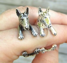 Anillo Bull Terrier - Anillo ajustable envolvente cachorro perro - plata joyería mascota regalo