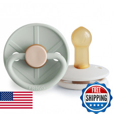 Frigg Little Viking Natural Rubber Baby Pacifier In Sage/Cream 6-18 Months