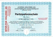 Juvena Holding AG / Inter-Pan Holding AG 1971 20 CHF