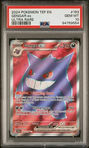 GENGAR ex 😈 2024 POKEMON TEMPORAL FORCES 😈ULTRA RARE #193 PSA 10