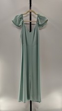 Quince Lightweight Crepe Flutter Sleeve Midi Dress Aqua Pearl Basic Sleeved S