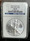 2010 AMERICAN SILVER EAGLE NGC M69  EARLY RELEASES
