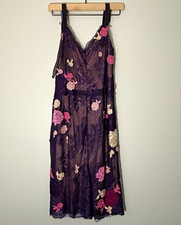 Dolce & Gabbana Purple Floral Lace Midi A-Line Dress V-Neck Lined Zip Sz 6