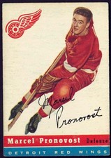 1954-55 TOPPS DETROIT RED WINGS MARCEL PRONOVOST CARD #27 GRADE, P-F-G CONDITION