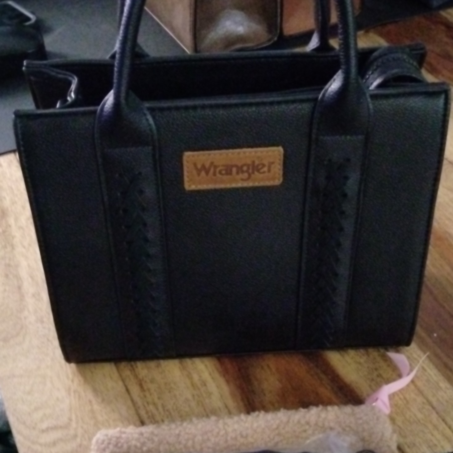 Wrangler Black Western Satchel Top Handle Double Handles Detachable Strap Zip