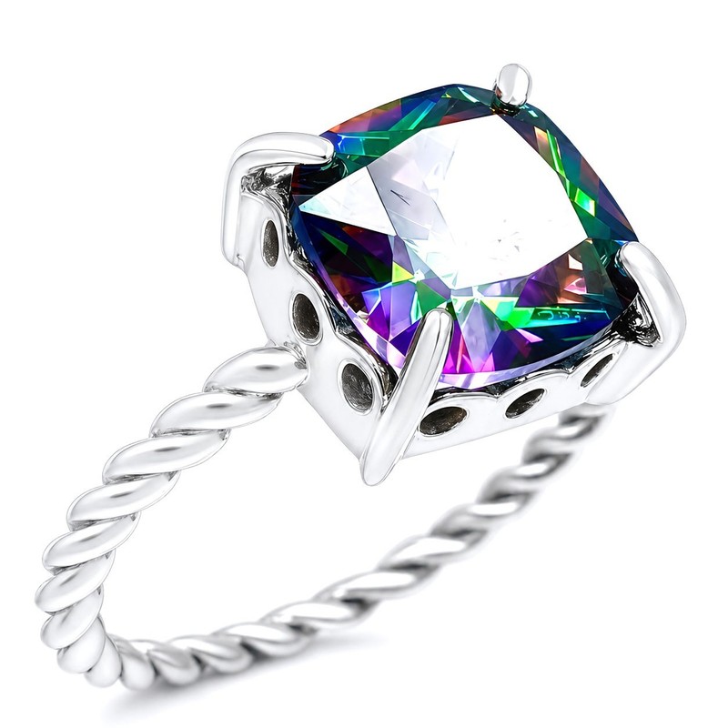 MYSTIC TOPAZ  5.85 Cts RING 10K SOLID WHITE GOLD - MADE IN USA - NEW WITH TAG