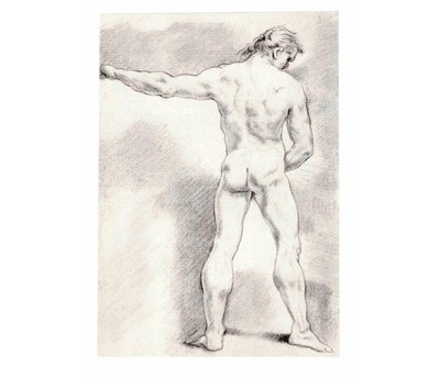 Anon Old Master Style Drawing Male Nude Italian Baroque