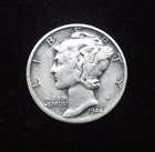 1944 Mercury Dime 90% Silver US Coin Winged Liberty Head WWII Era