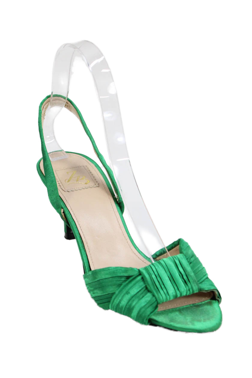 Zara Women's Open Toe Kitten Heels Slingback Sandals Green Size 37Free Shipping in US $100+ Orders | $6.95 Orders Below