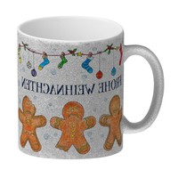 Frohe Weihnachten Glitzer-Glitzer-Kaffeebecher Mit LebkuchenmäNner Motiv