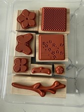 Stampin' Up Set of 8 Stamps "Flowers Butterflies Dots" Scrapbooking Crafts Art
