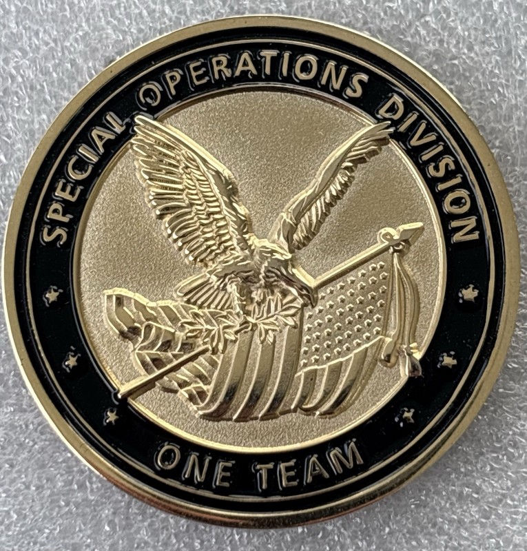 DEA Special Operations Division SOD One Team Federal Police Drug Challenge Coin