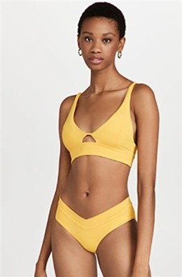 NWT L*Space S Alia Keyhole V Bikini Top MGD Yellow 118732