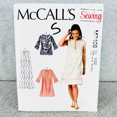 McCalls 7408 A Line Tunic and Dress Loose Misses Size XS XL 6 26 Sewing Pattern