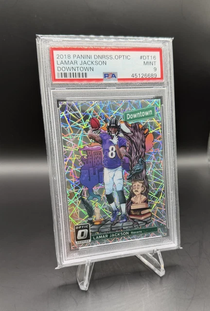 2018 Optic LAMAR JACKSON RC Downtown #16 Rookie SSP Rare Case Hit PSA 9