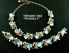 TRIFARI© ELEGANTE DEMI PARURE , "PICADILLY" , USA 1952