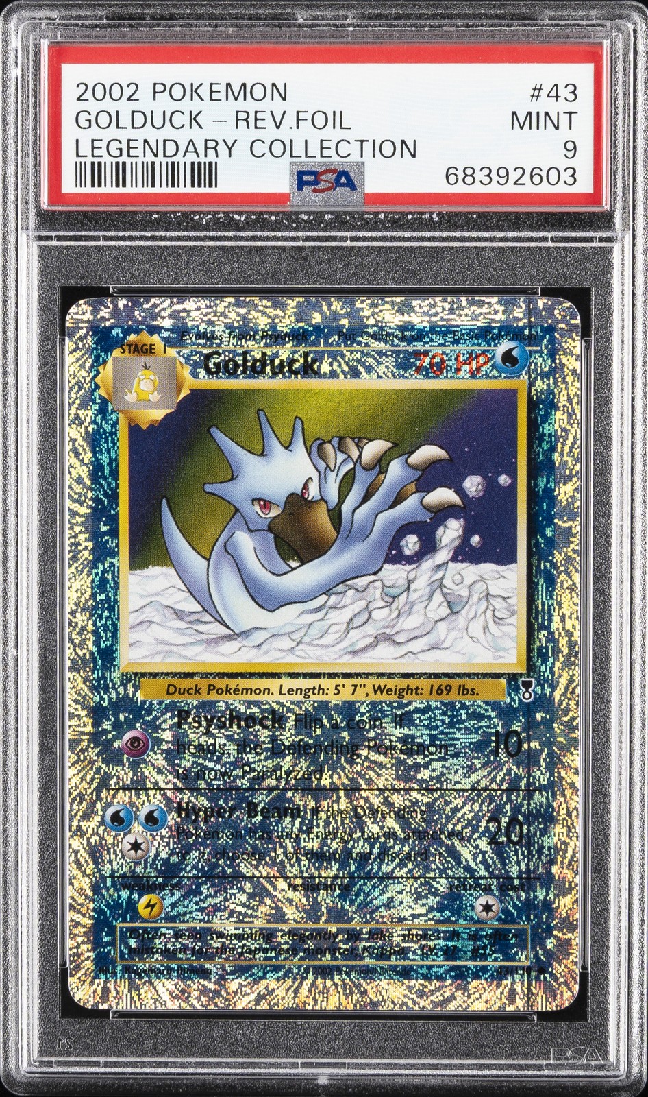 2002 POKEMON LEGENDARY COLLECTION #43 GOLDUCK-REVERSE FOIL PSA 9