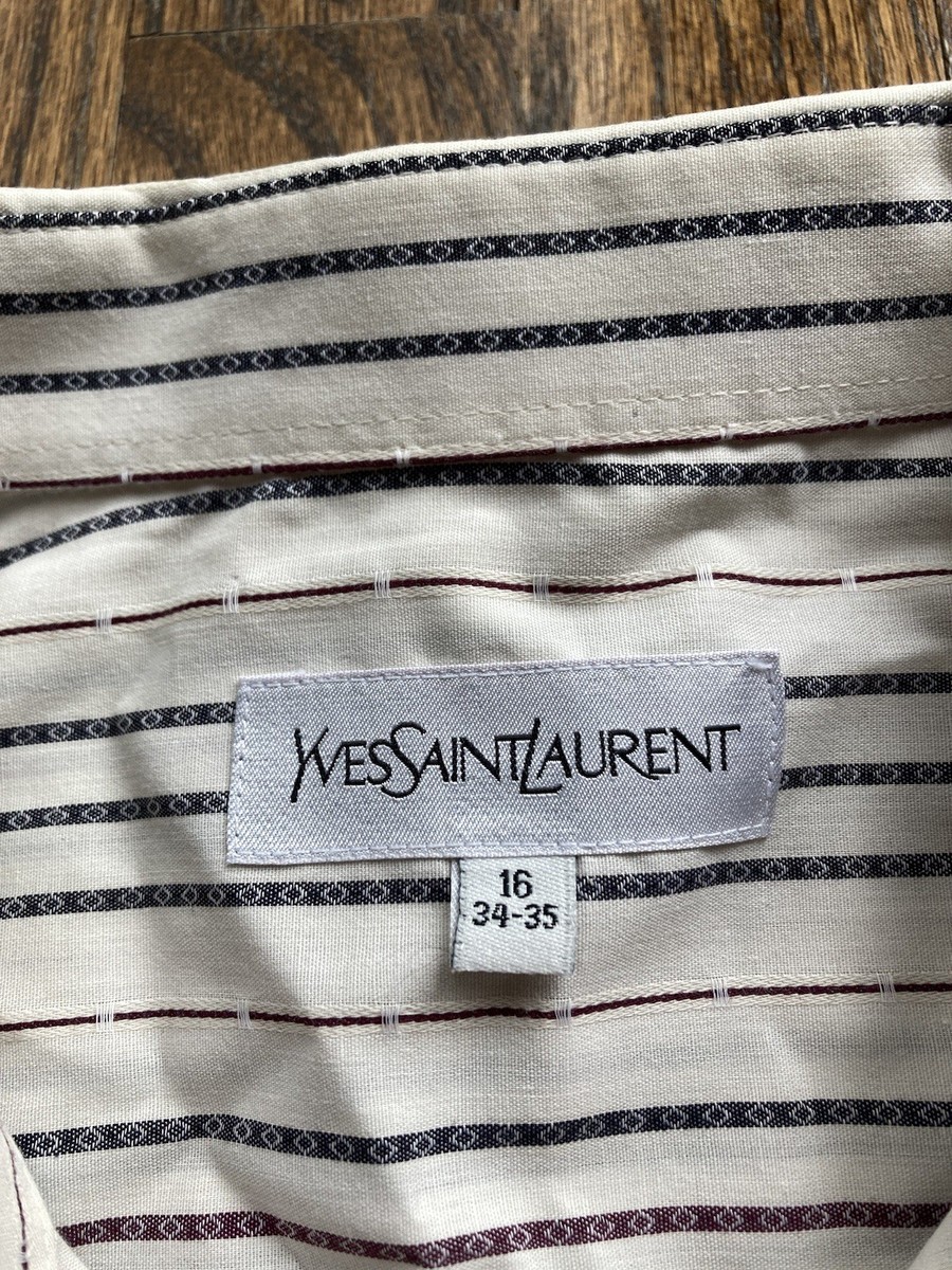 Yves Saint Laurent Dress Shirt Mens Size 16 34/35 Striped Long