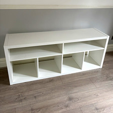 White Freestanding TV Stand with Open Storage Shelves, Fully Assembled