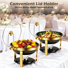 4 Pack 9QT 316 Stainless Steel Round Chafing Dishes for Buffet  Parties