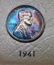 1941 Lincoln Cent - Vividly Toned Unc Uncirculated Ao1