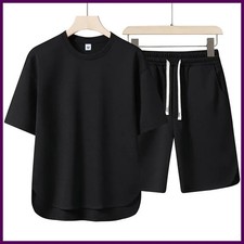 2026 Summer New Men Suit Round Neck Short Sleeve T-shirt shorts Two Piece Set.