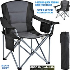 OVERSIZED HEAVY DUTY PADDED CAMPING CHAIR FOLDING PORTABLE CUP HOLDER OUTDOOR