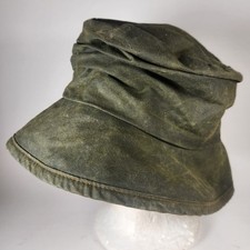 BARBOUR Women's Casual Hat Large Green Waxed Cotton Outdoors Hiking