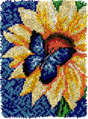 Latch Hook Kits for Adults DIY Butterfly Rug Making with Printed Canvas Tapes...
