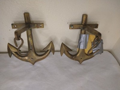 Vintage Solid Brass Nautical Ship Bell Anchor Wall Mount 