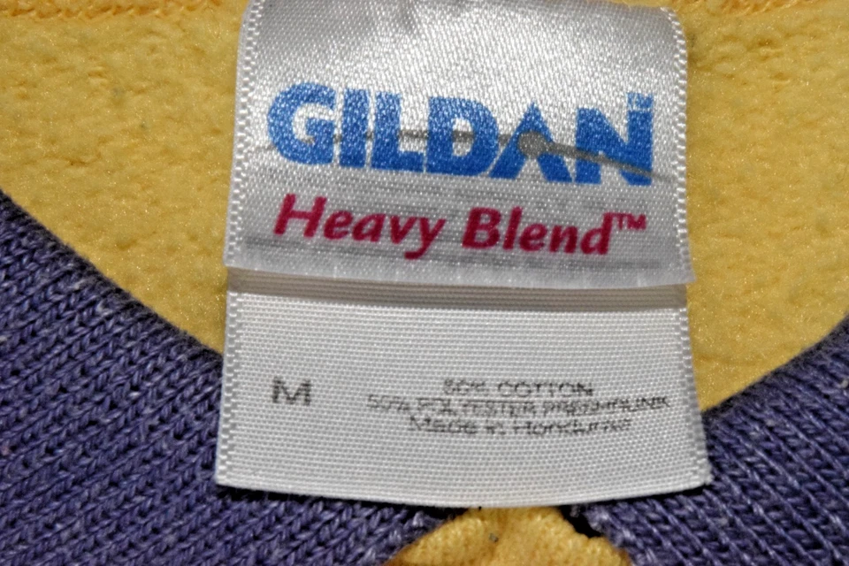 Sudadera Vintage Gildan Talla M Años 90 Amarillo Limón Azul Cuello Flower Power Foto 2 de 4