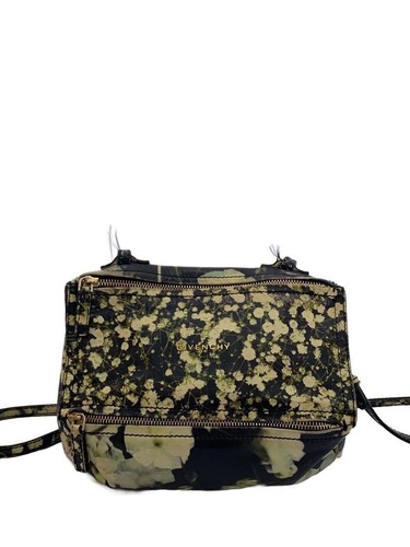 GIVENCHY Shoulder Bag leather BLK floral pattern Used