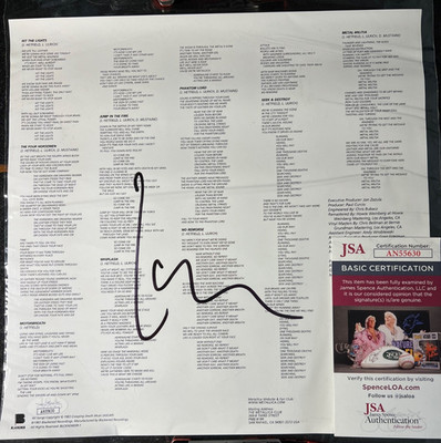 Lars Ulrich Signed Autographed Kill Em All Album Lyric Sheet Metallica JSA COA