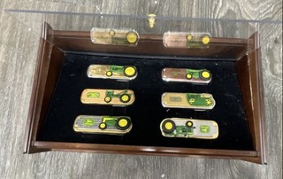 Franklin Mint John Deere Pocket Knife Lot Metal 6 Pieces Vintage With Case